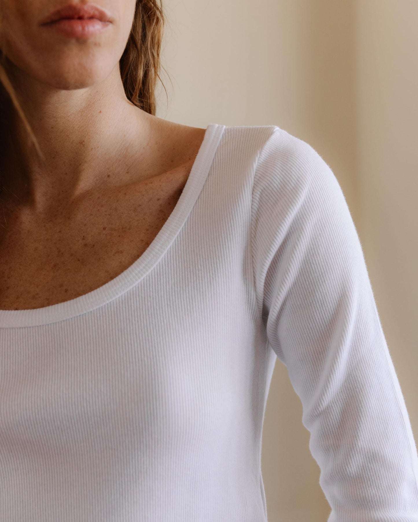 Camiseta Rib Escote Redondo Blanco