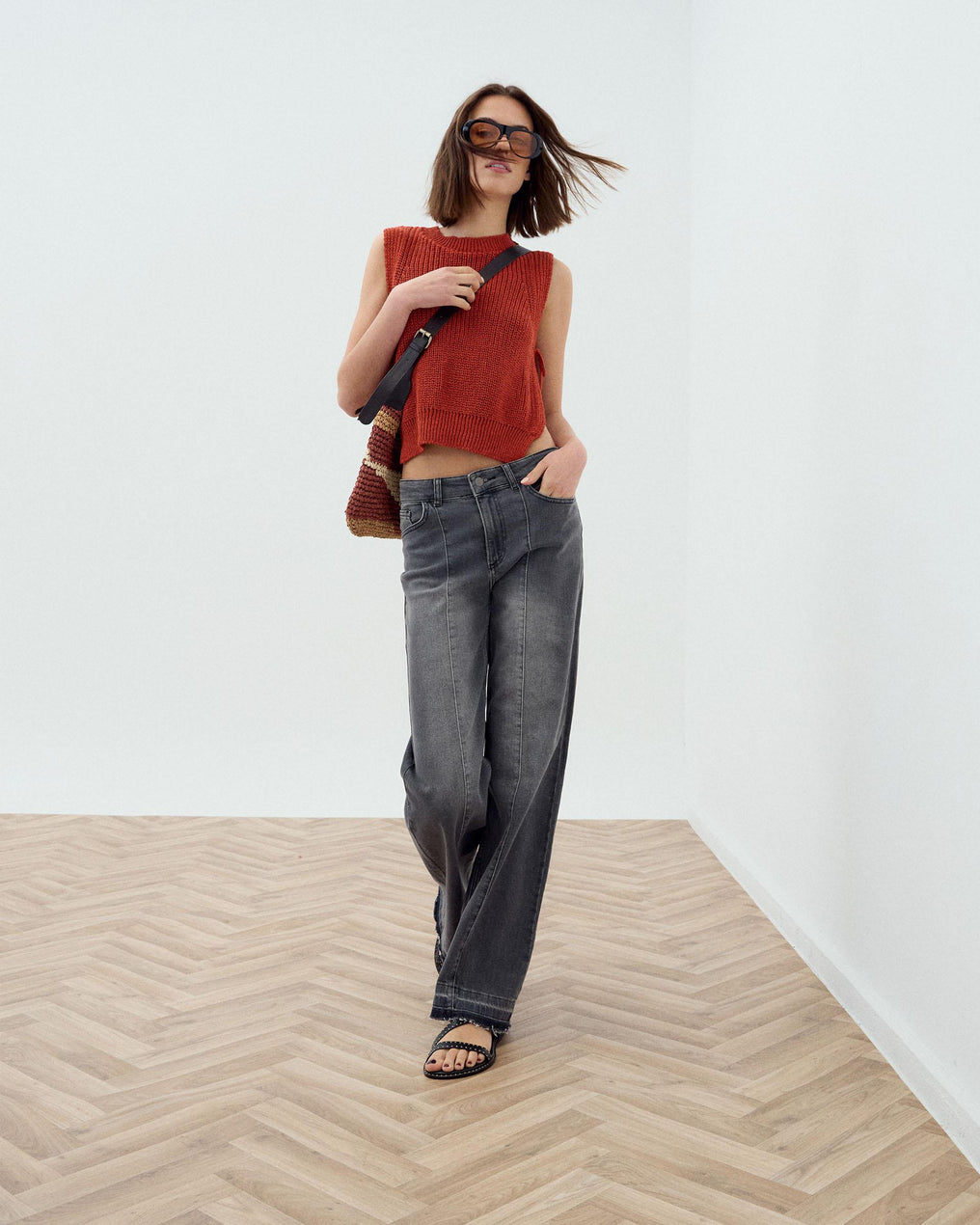 Jeans Costura Delantera Antracita