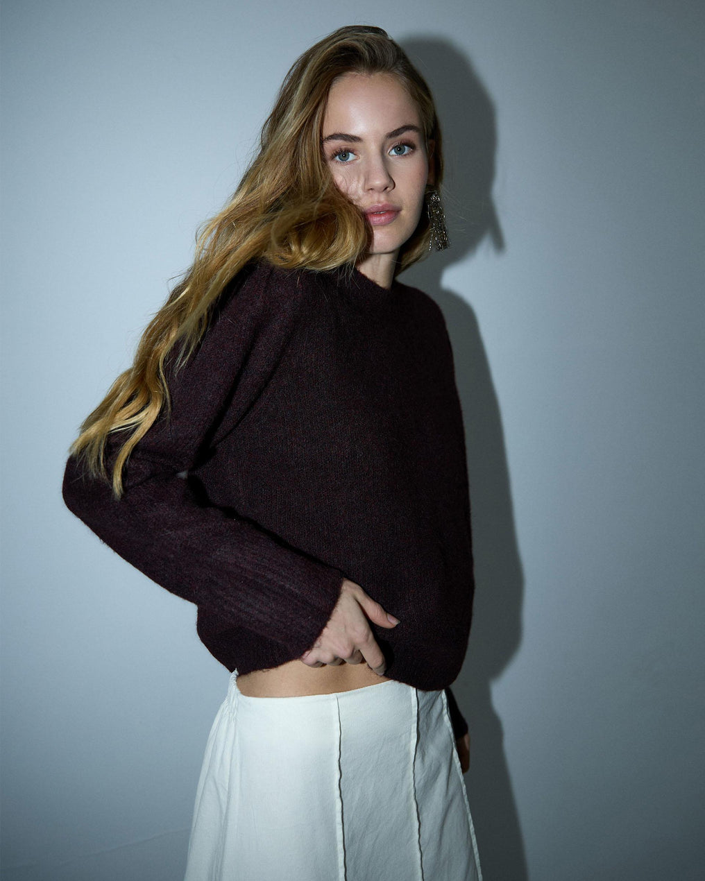 Jersey Pliegues Hombro Marrón