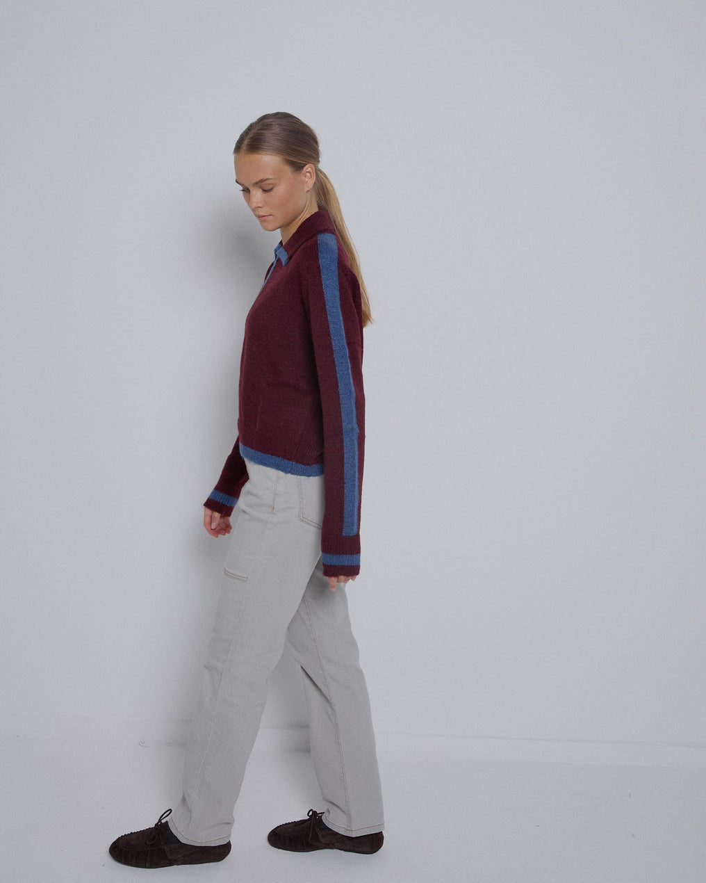 Gray Hook Closure Jeans