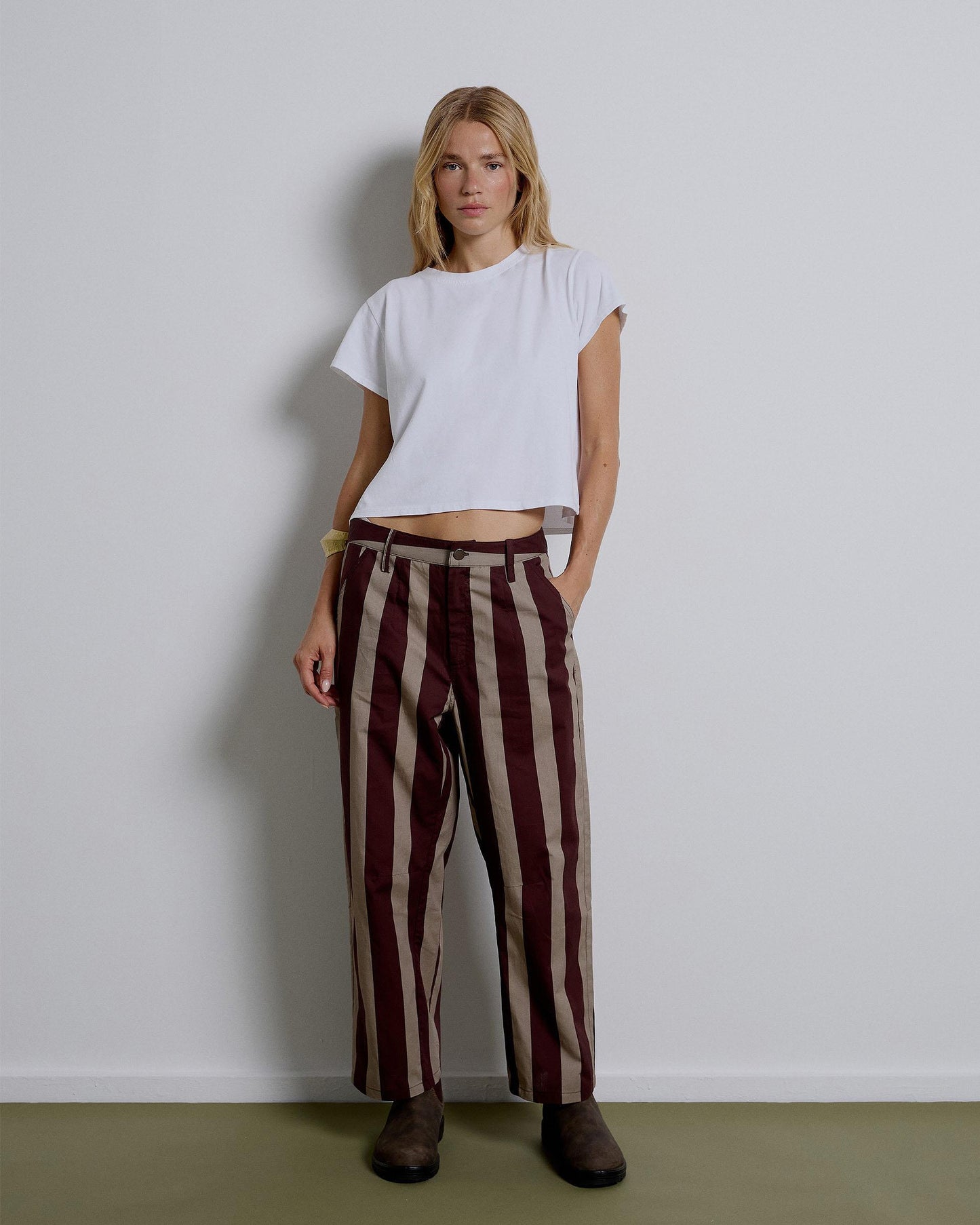 Long Brown Striped Pants
