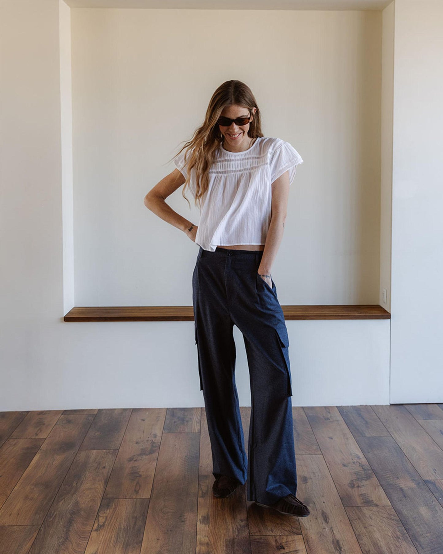 Blusa Manga Corta Puntillas Delantero Blanca