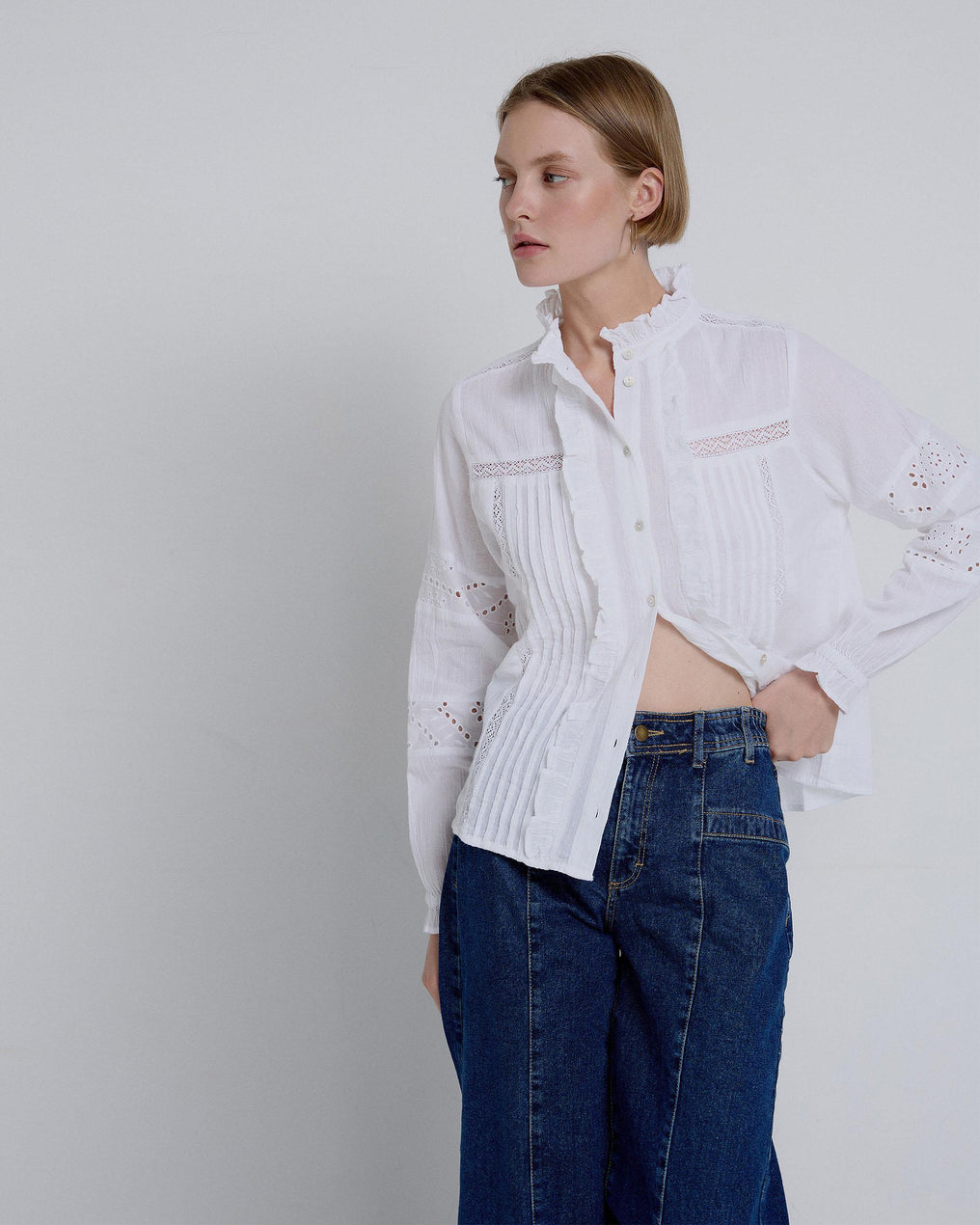 Dark Blue Elastic Waist Jeans