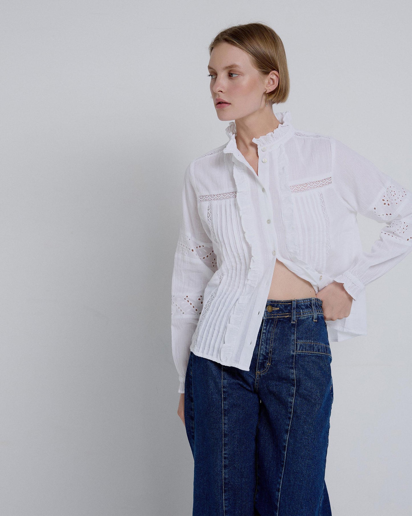 Dark Blue Elastic Waist Jeans