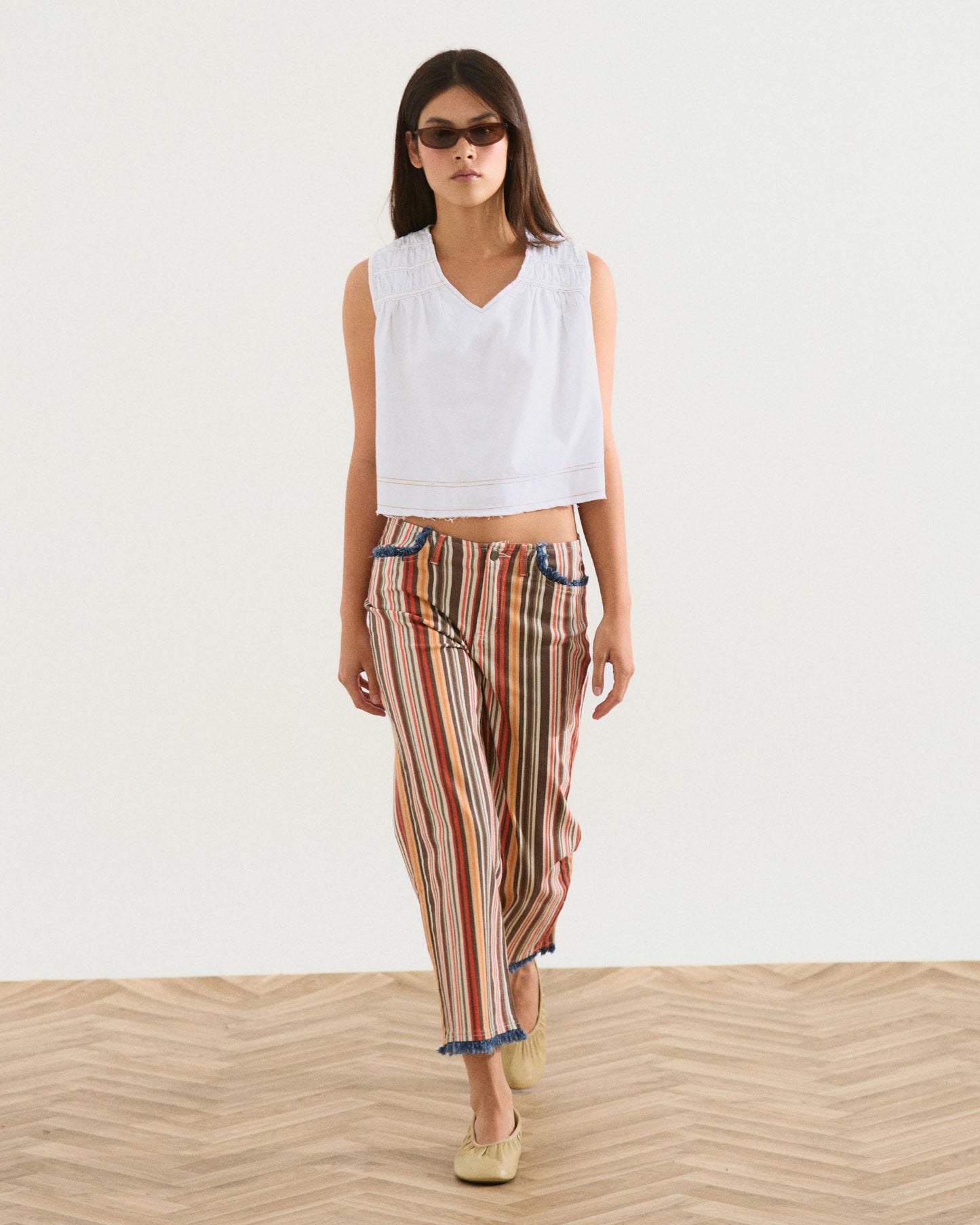 Top Gomas Denim Blanco