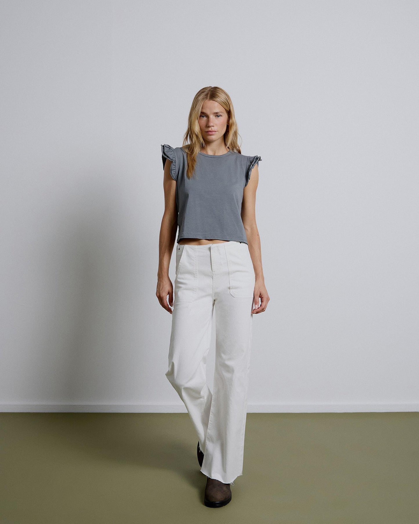 Worker Jeans Rope Stitching White