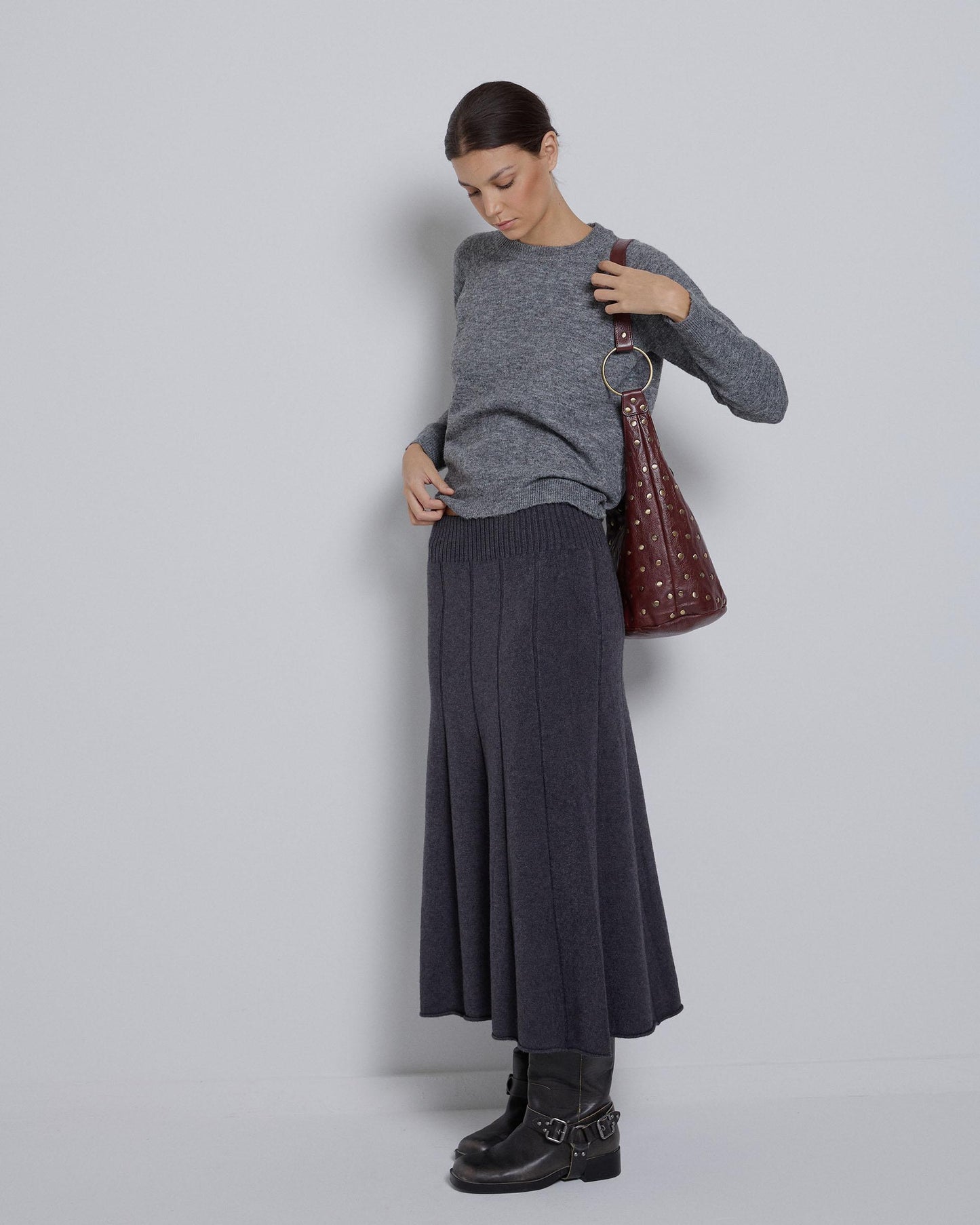 Falda Punto Tablas Antracita