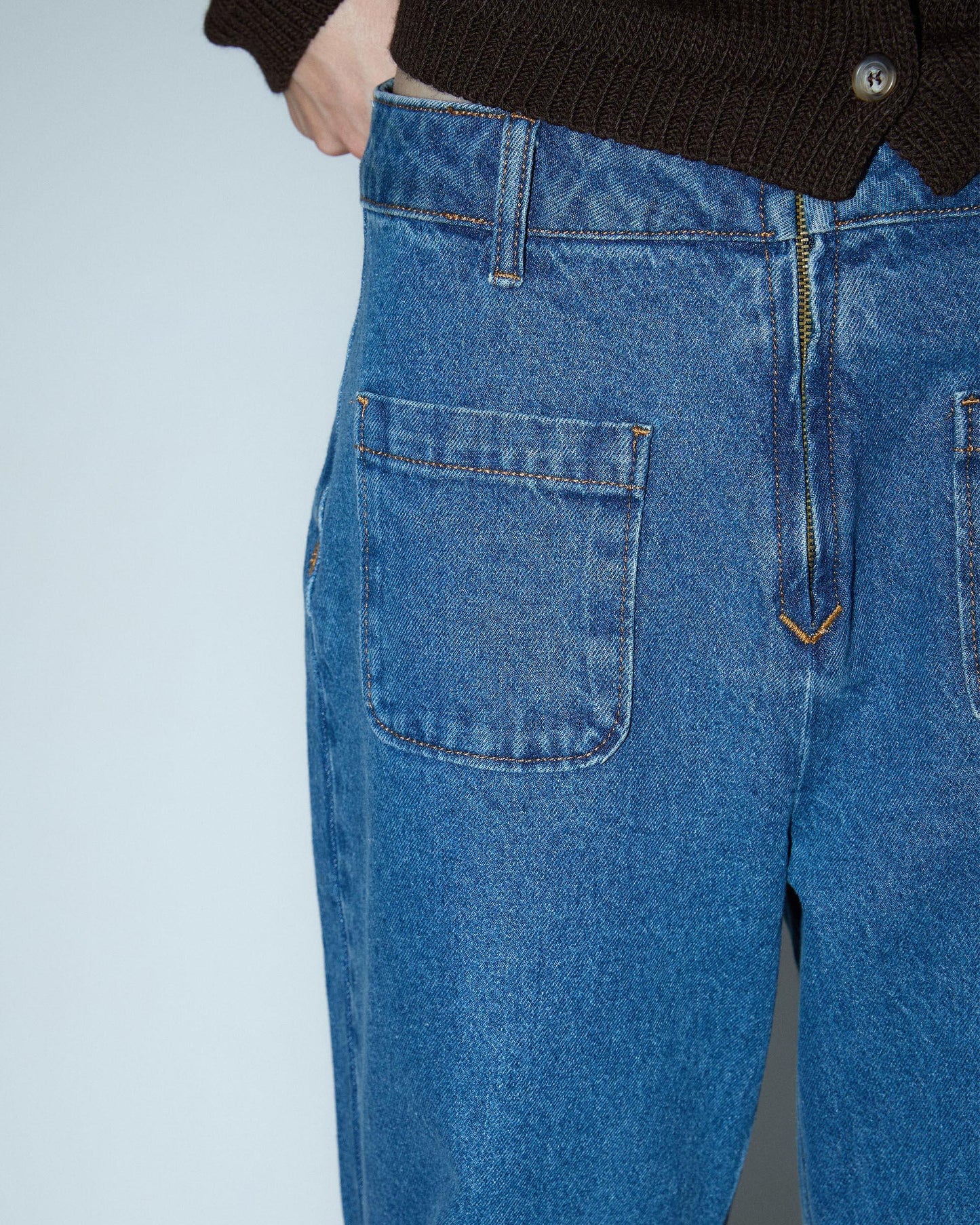 Light Blue Front Zip Jeans