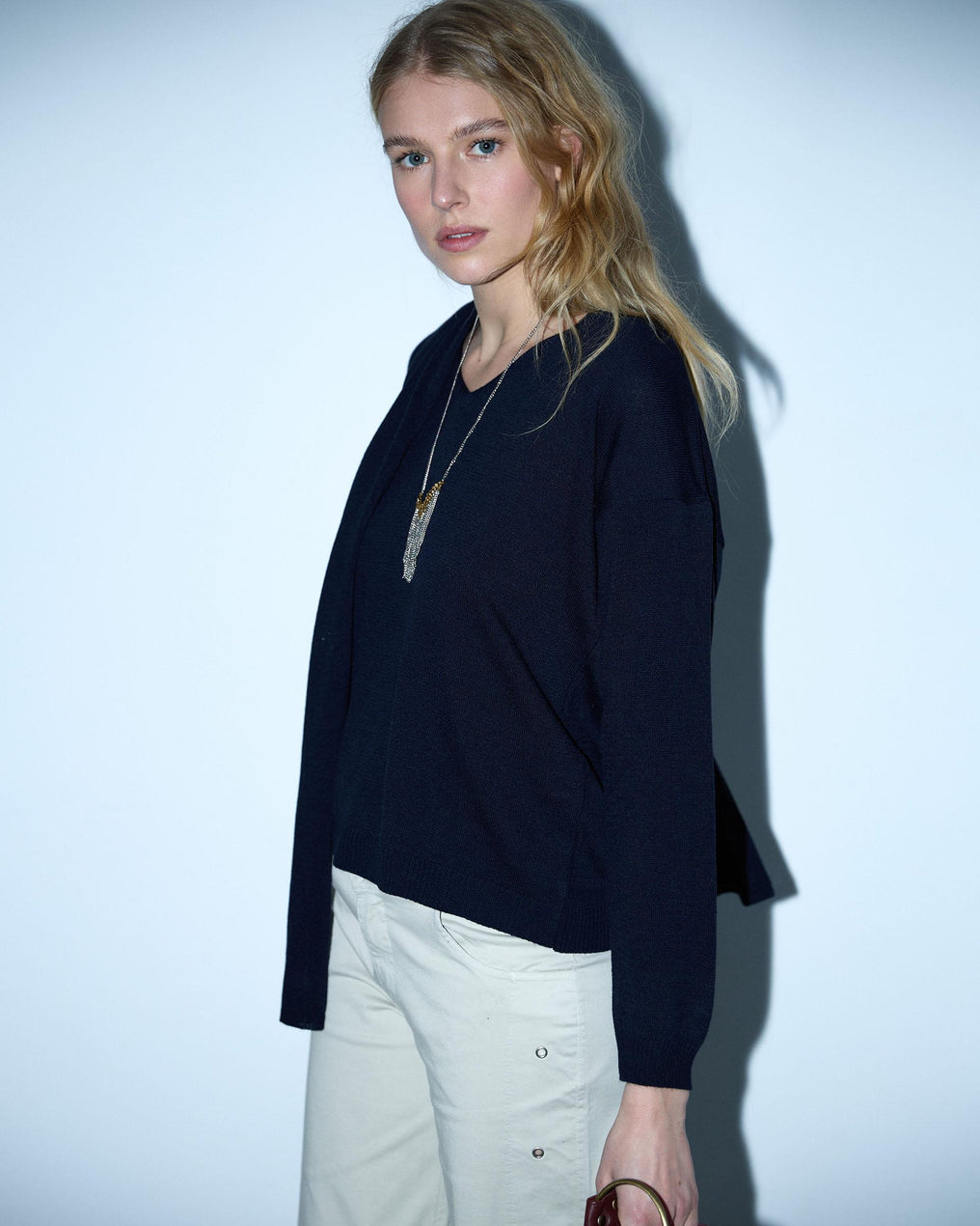 Jersey Punto Fino Bufanda Azul Marino