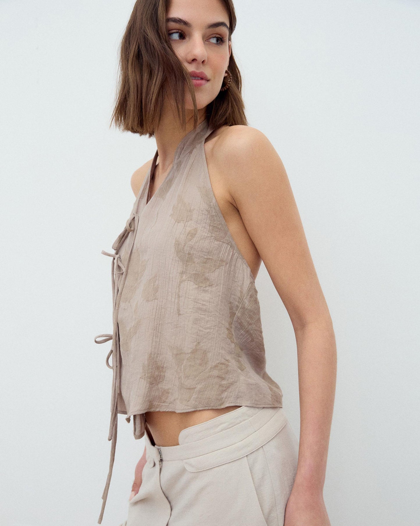 Top Halter Lazadas Estampado Taupe