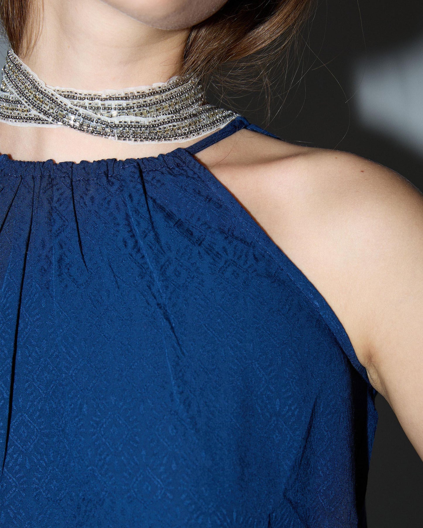 Top Fluido Halter Azul Oscuro