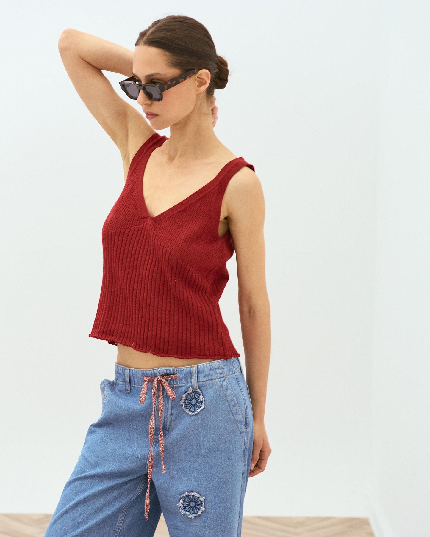 Red Ribbed Camisole