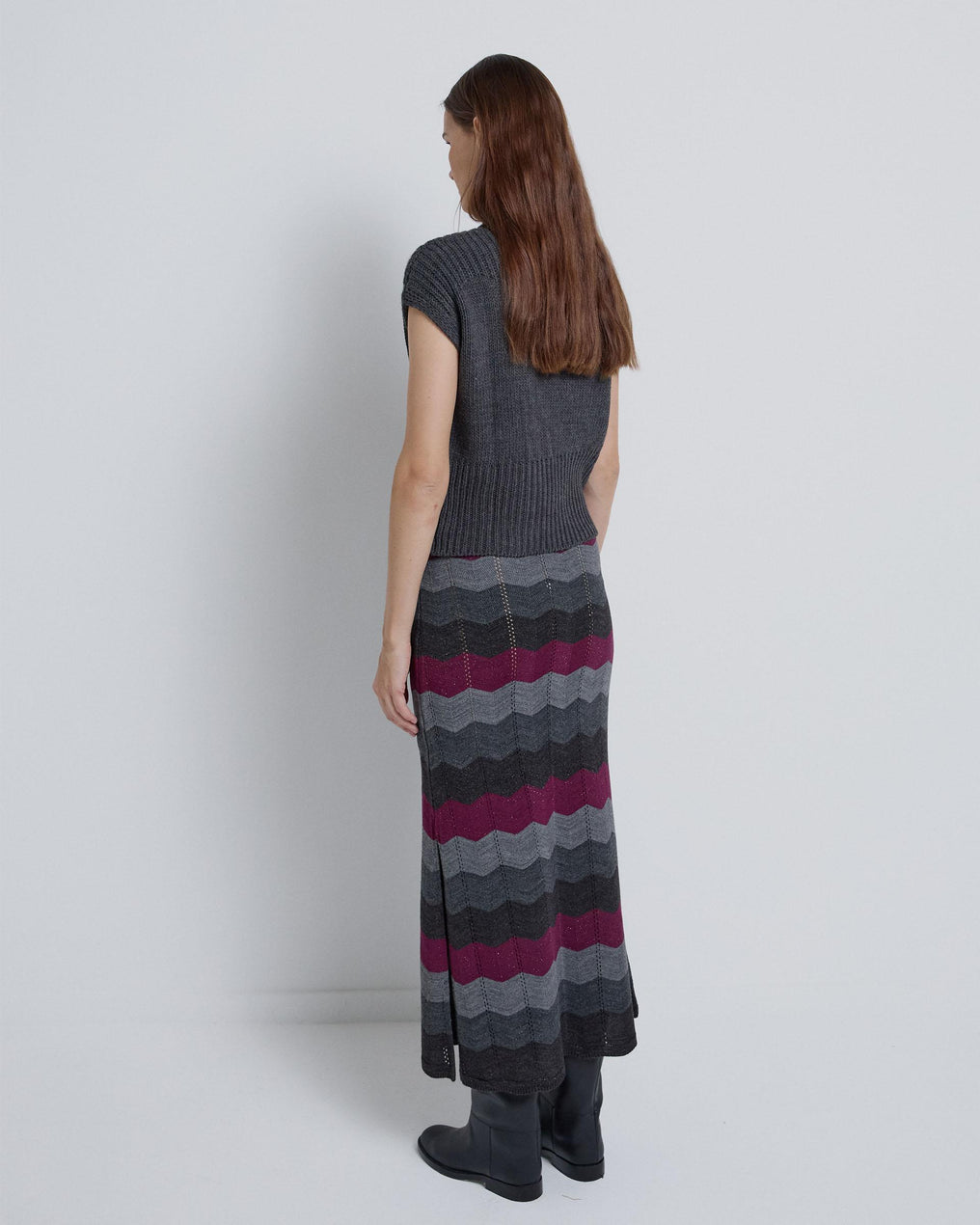 Falda Larga Zigzag Morado