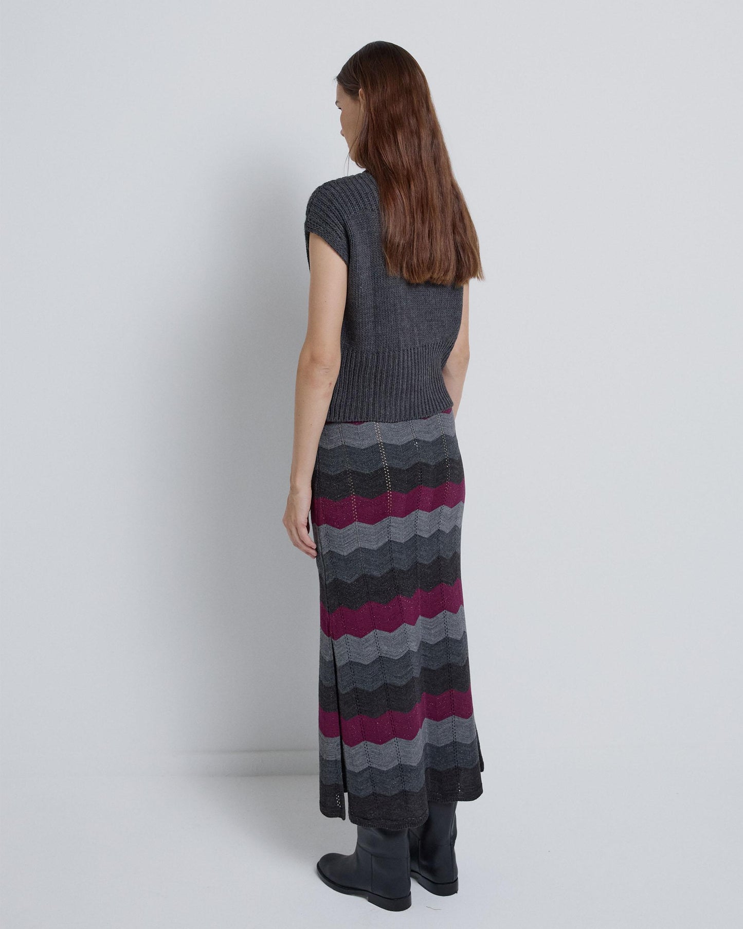 Falda Larga Zigzag Morado