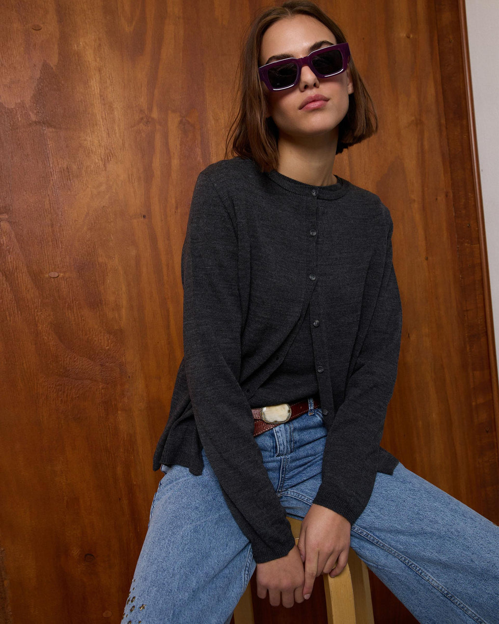 Casaco de malha fina antracite