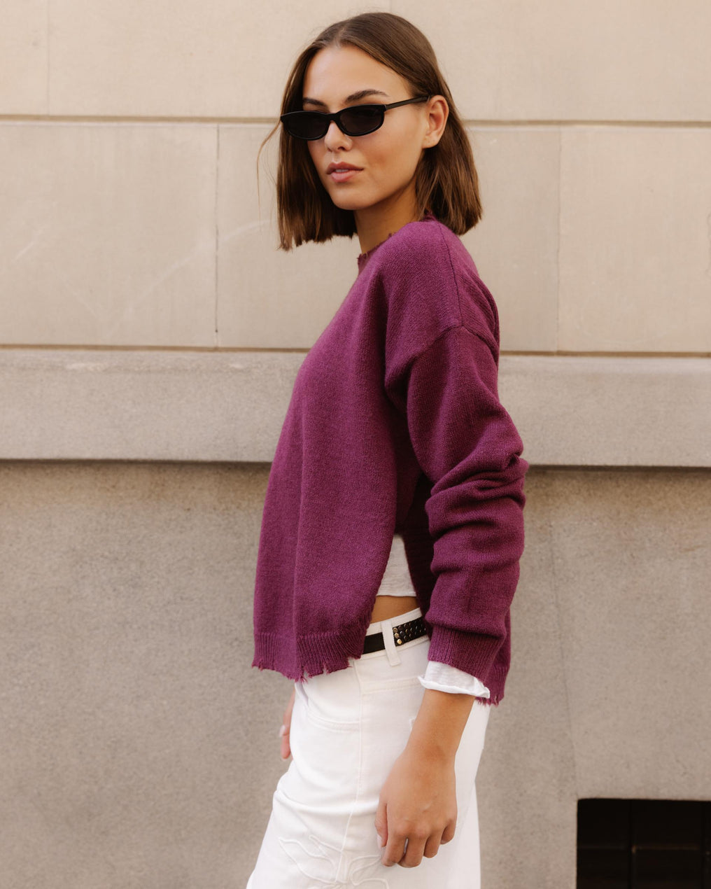 Purple Jumper with Slit Details