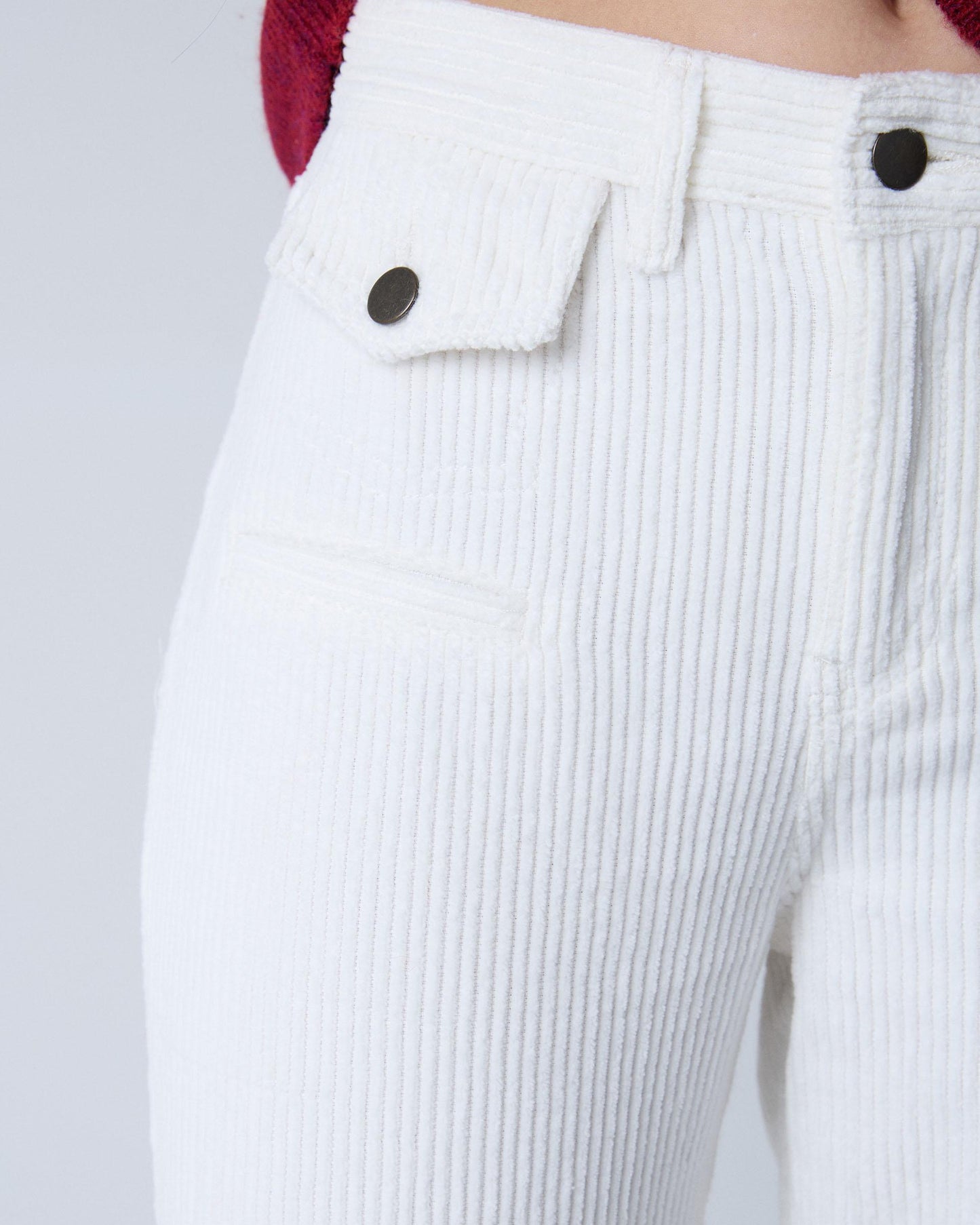 White Double Pocket Corduroy Pants