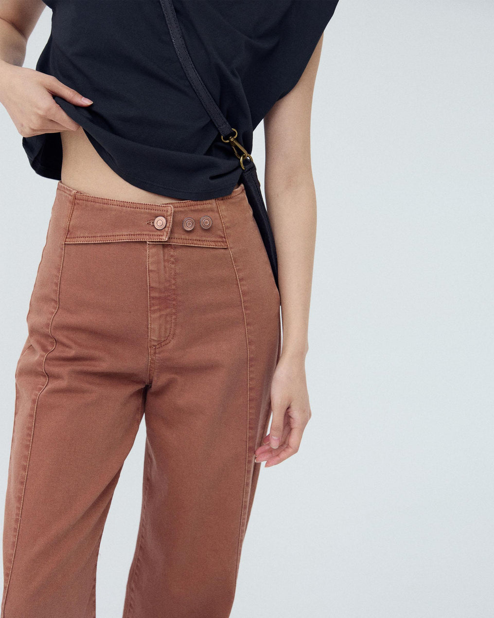 Jeans Cós Peça Botões Cobre
