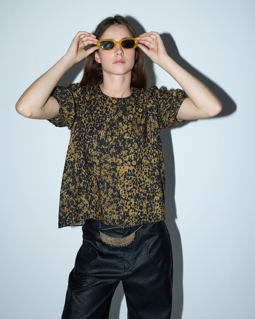 Mustard Stain Print Blouse