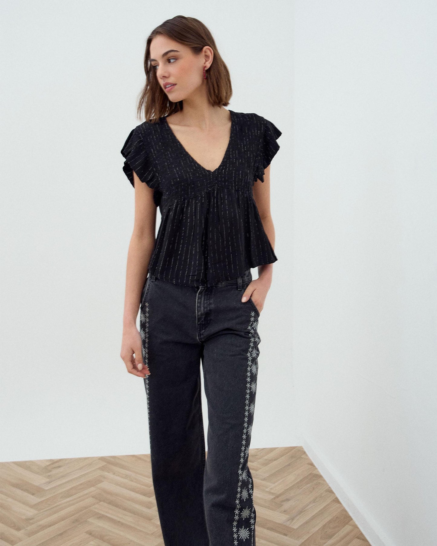 Blusa Gomas Lurex Negro