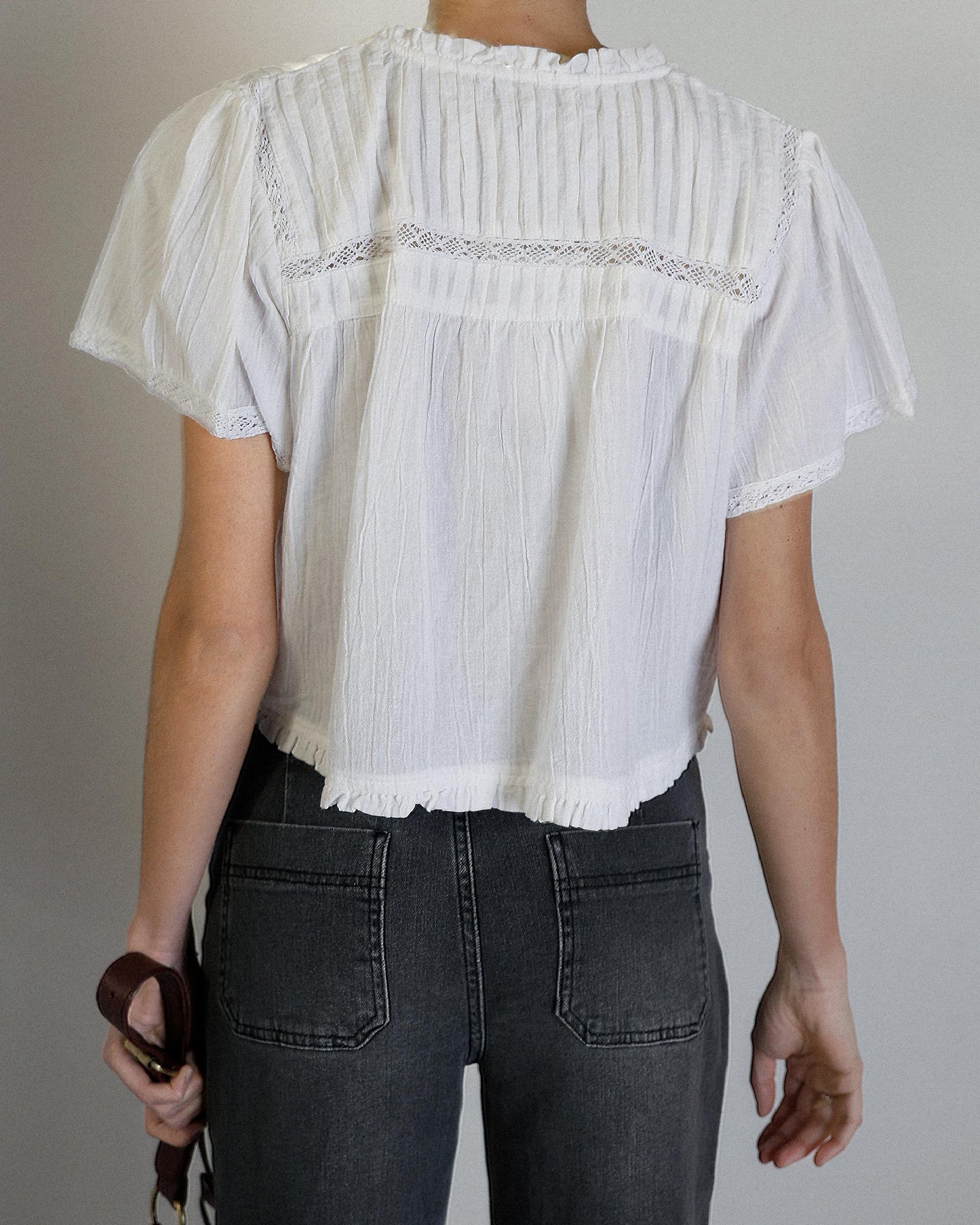 Blusa Manga Corta Puntillas Blanca