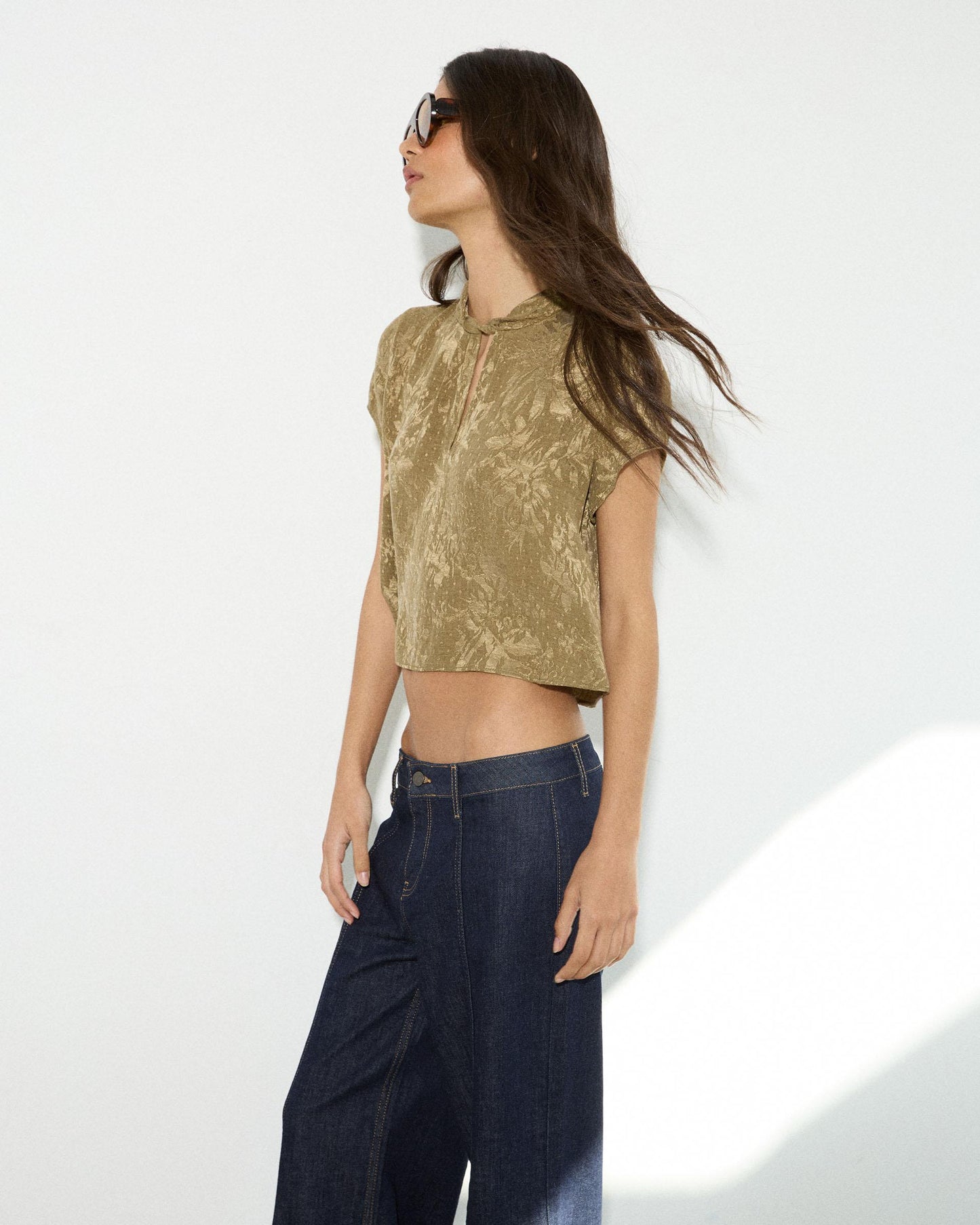 Top Abertura Jacquard Verde