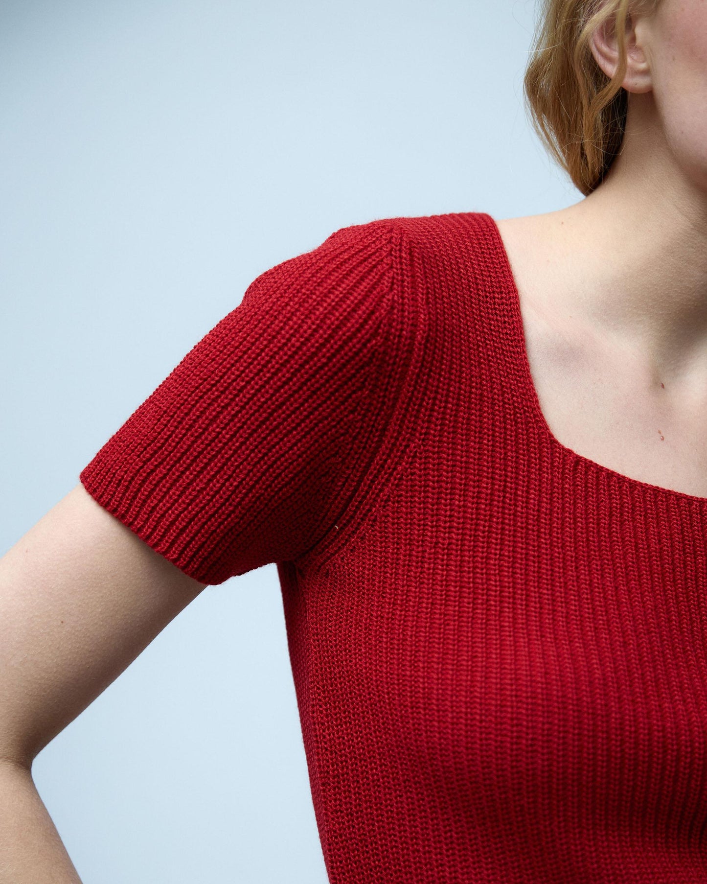 Top Punto Escote Cuadrado Rojo