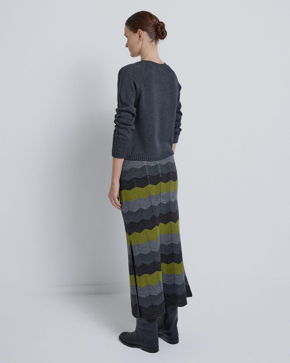 Long Green Zigzag Skirt