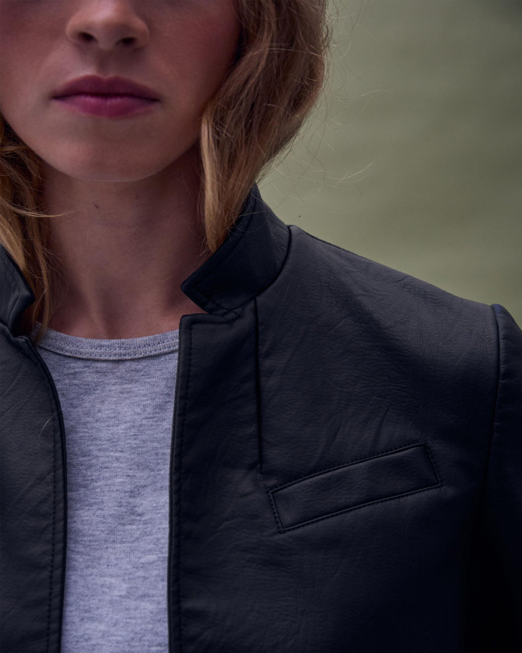 Leather-Effect Blazer Black