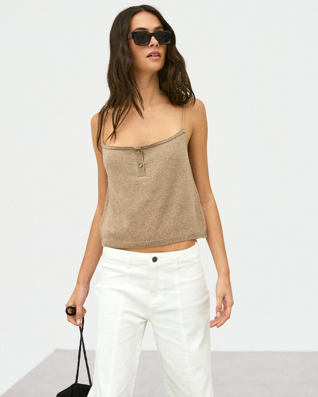 Top Punto Botones Beige
