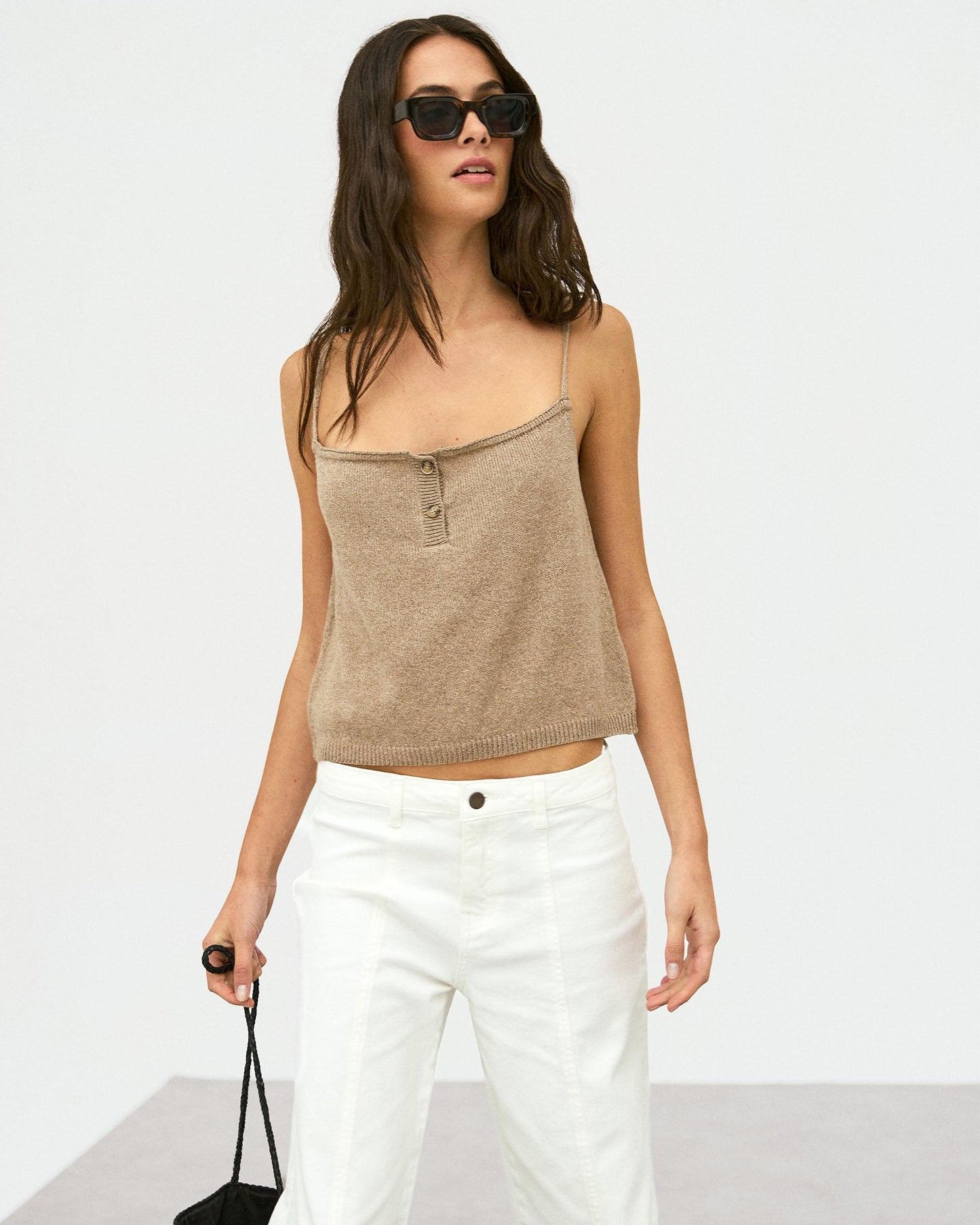 Top Punto Botones Beige
