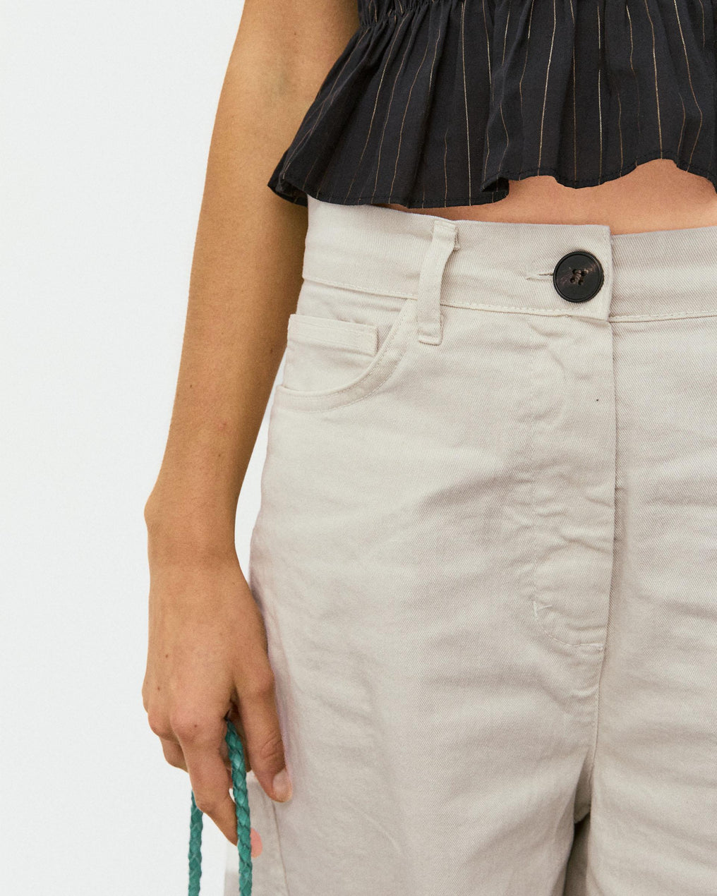 Jeans Couture Diagonal Écru