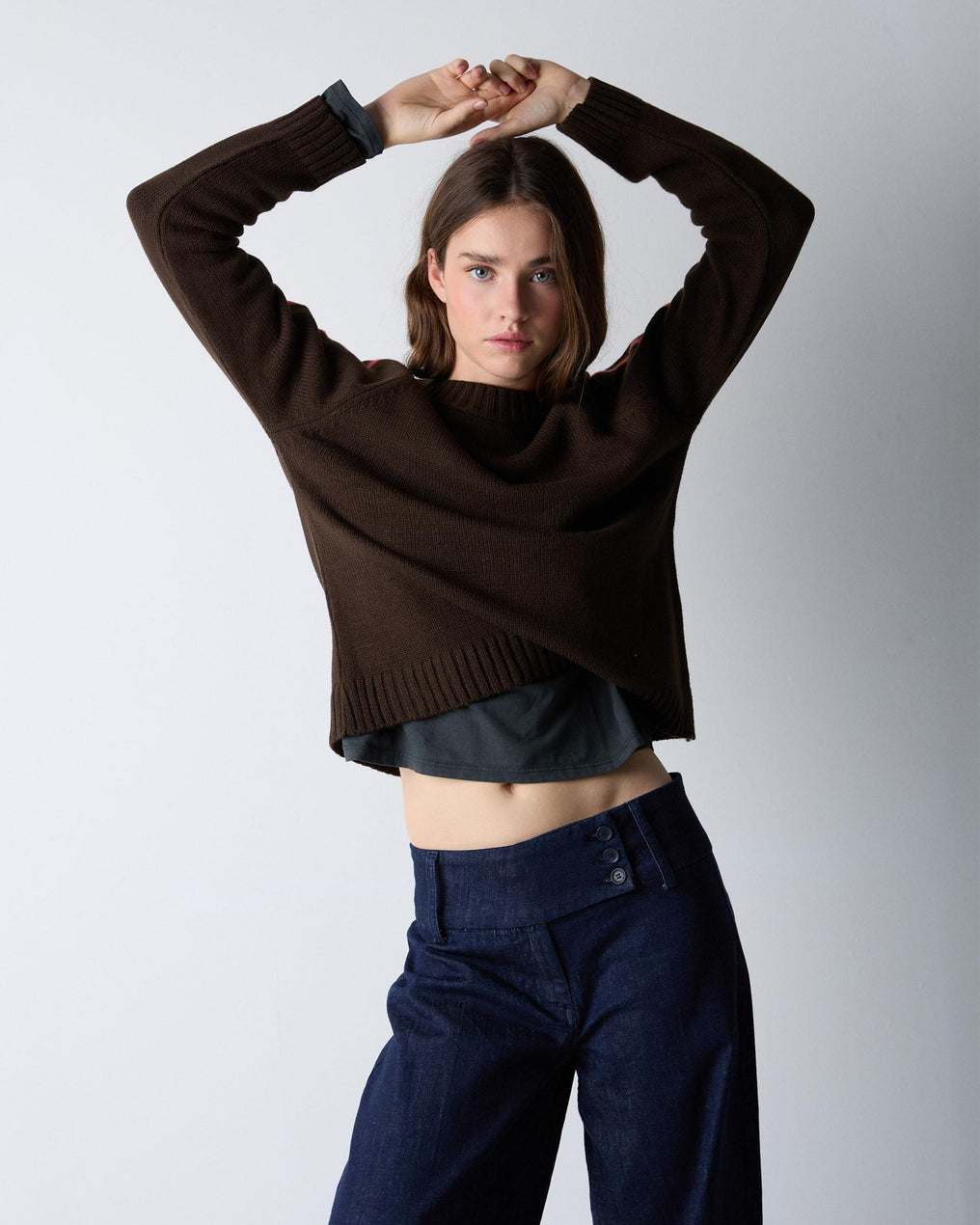 Jersey Rayas Mangas Marrón