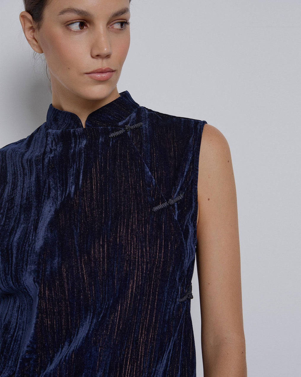 Top Japo Terciopelo Azul Oscuro