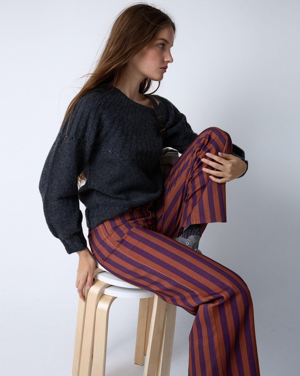 Two-tone Orange Striped Pants