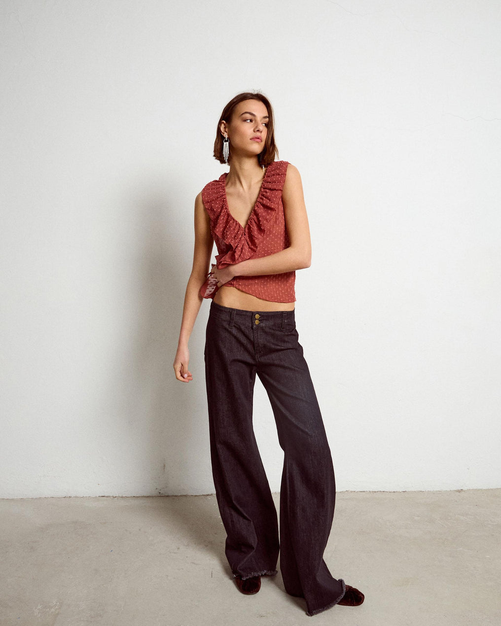 Black Double Button Waist Jeans