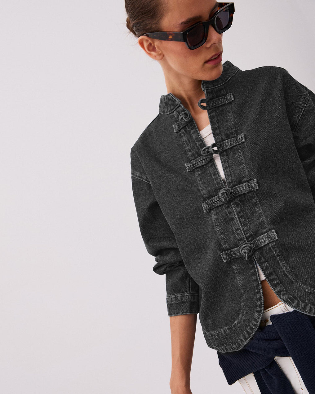 Cazadora Denim Alamares Antracita