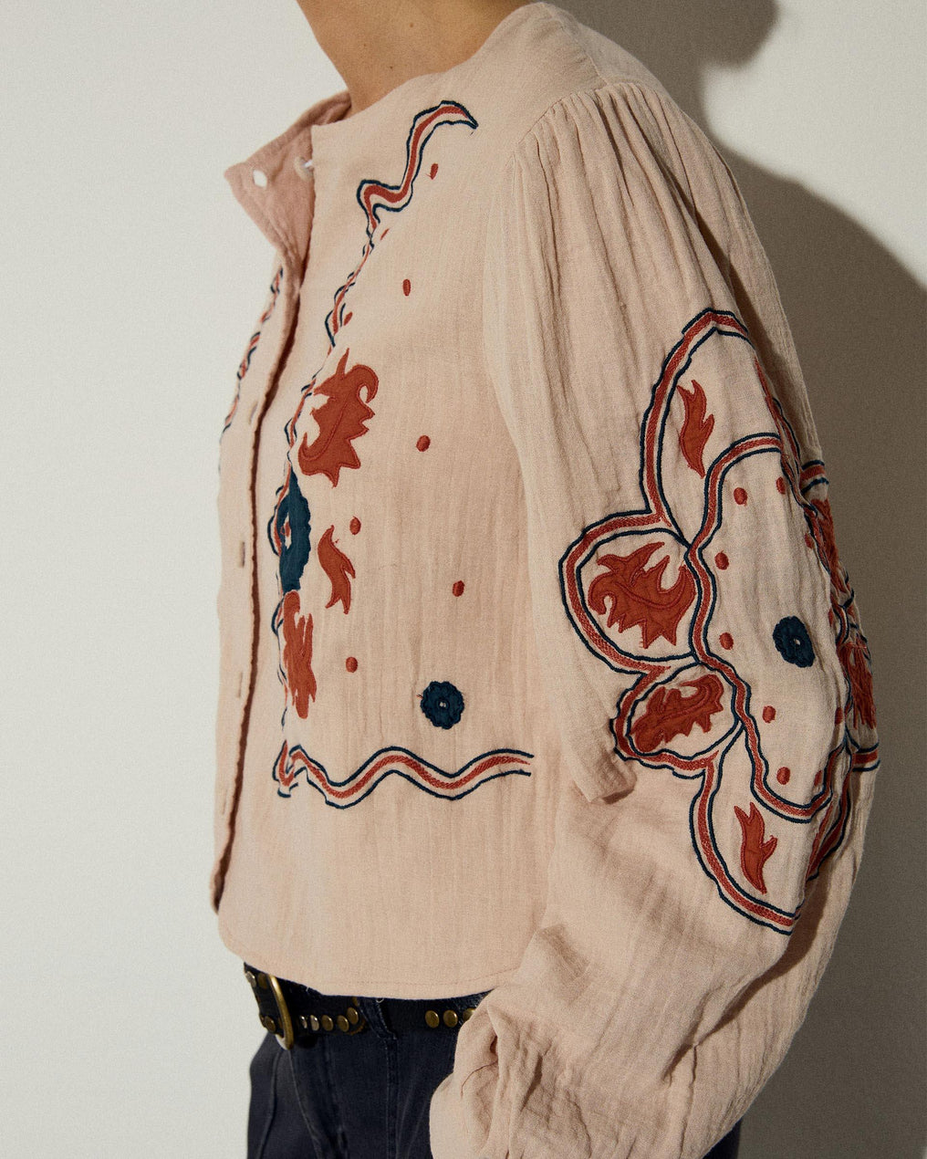 Sobrecamisa Bordados Etnicos Rosa Palo