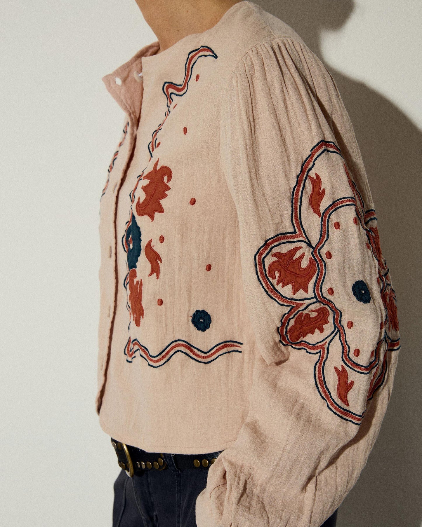 Sobrecamisa Bordados Etnicos Rosa Palo