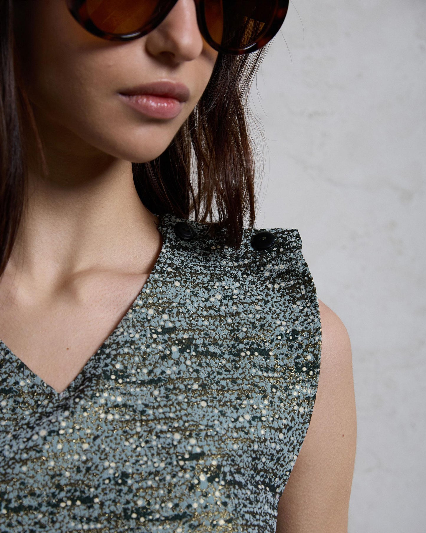 Top Cruzado Jacquard Verde Agua