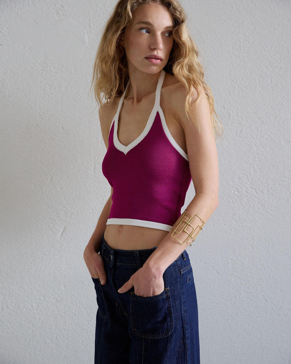 Contrast Fuchsia Halter Top