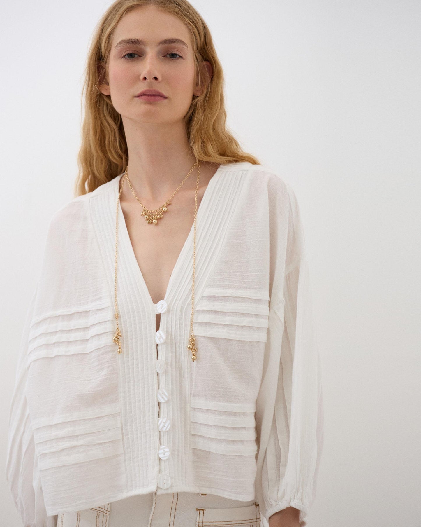 Blusa Pregas Branca