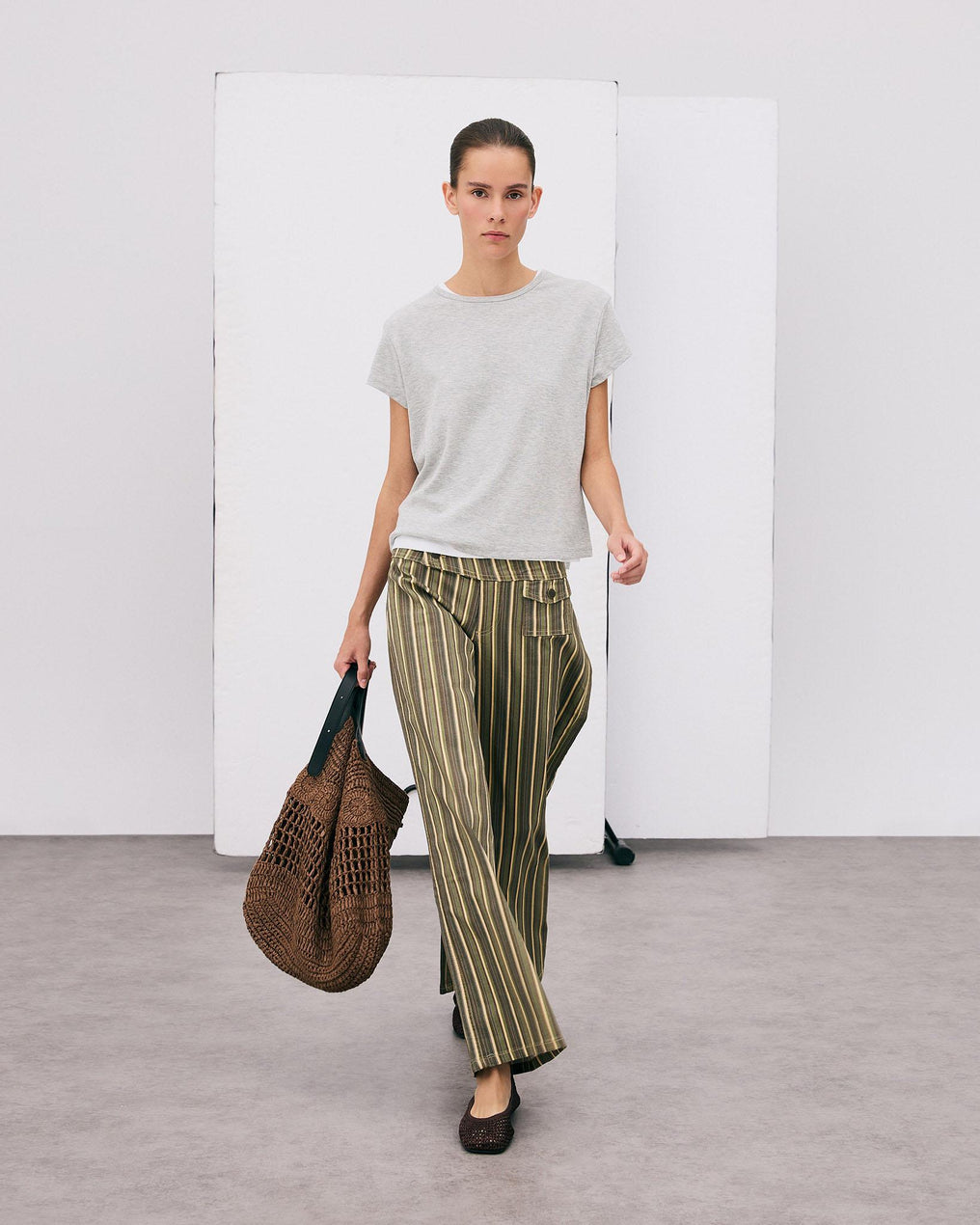 Triple Waistband Pocket Striped Green Jeans