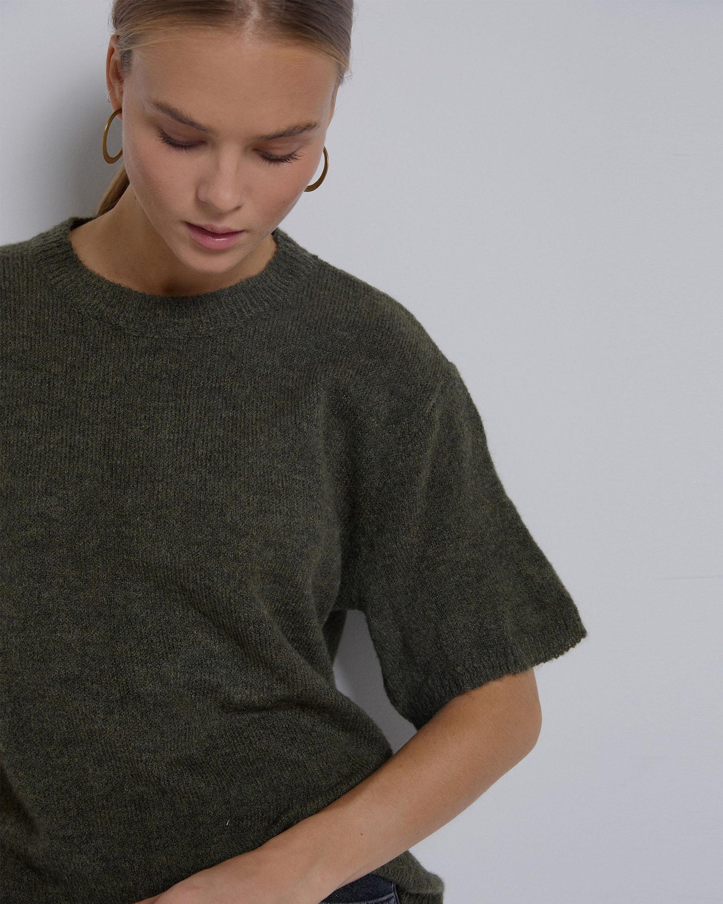 Jersey Punto Manga Corta Verde Oscuro