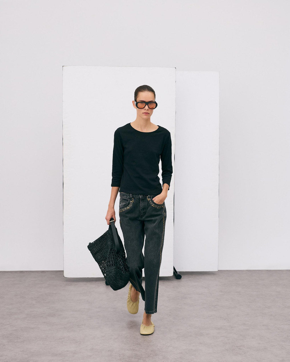 Basic Cap-Sleeve T-shirt Black