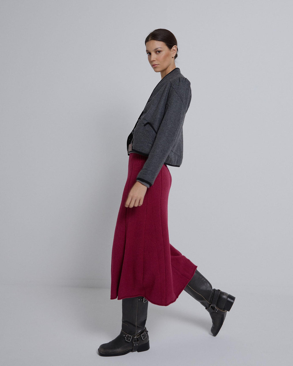 Garnet Pleated Knit Skirt
