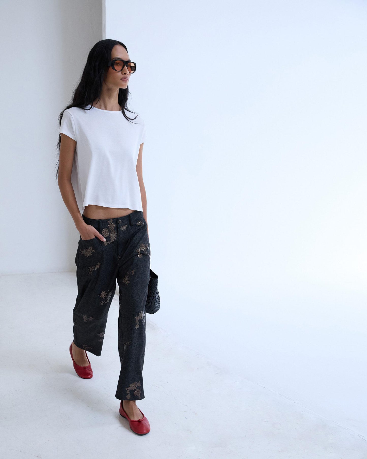 Pantalón Detalle Lentejuelas Antracita