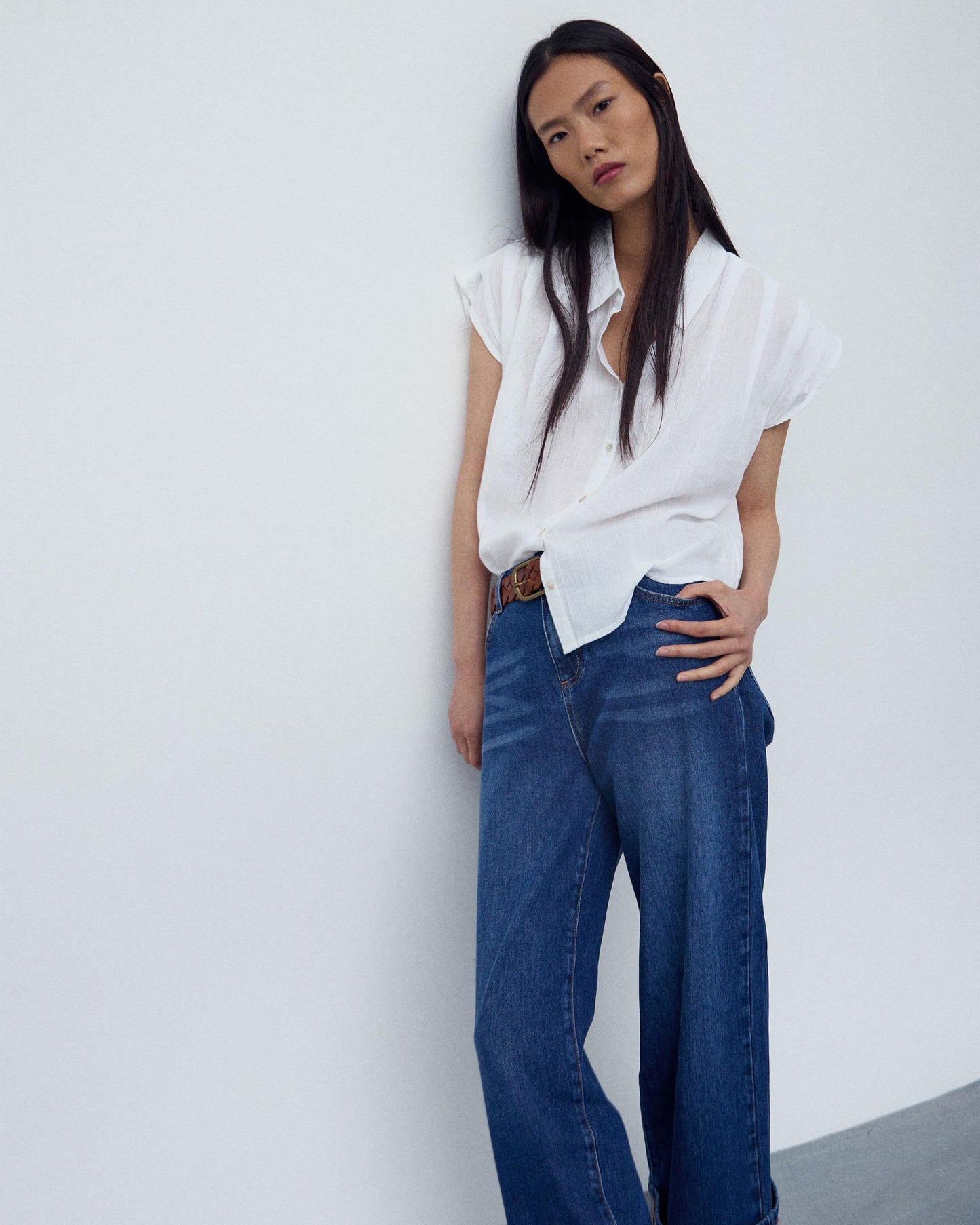 Jeans Bajo Bordados Azul