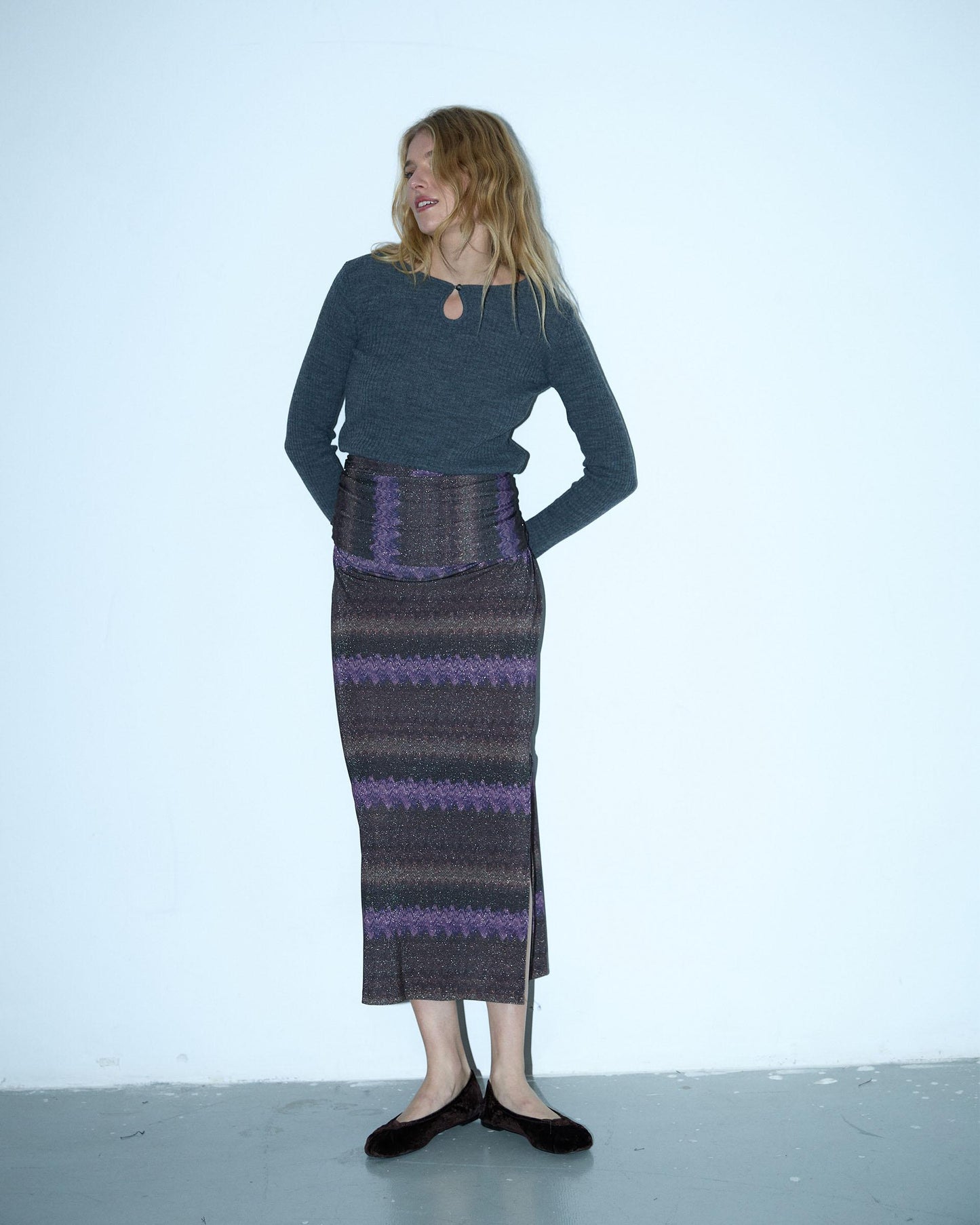 Top Punto Escote Lágrima Gris