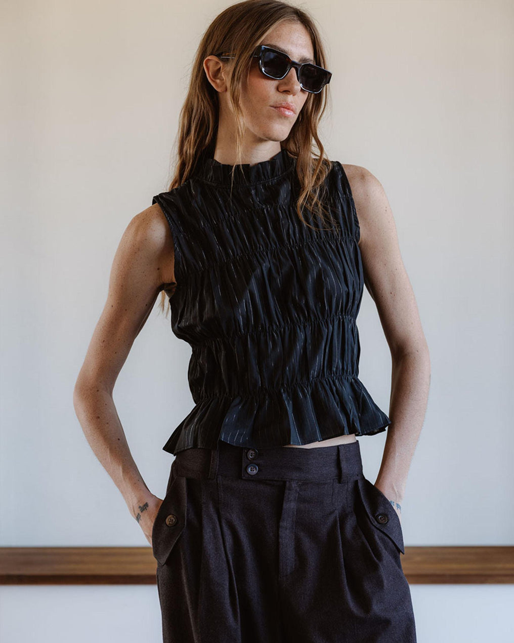 Top Gomas Lurex Negro